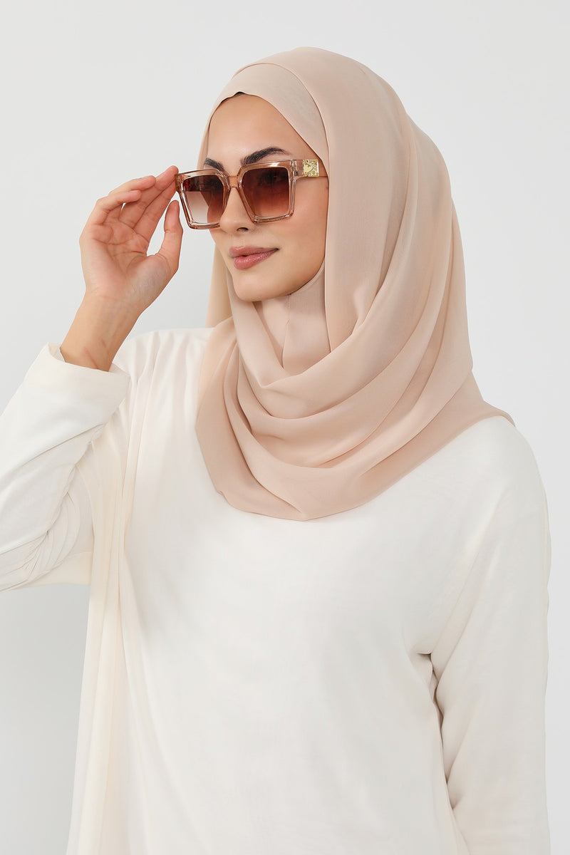 Instant Chiffon Hijab Shawl for Women, Ready to Wear Lightweight Modest Scarf, Practical Slip-On Headscarf,PS-49