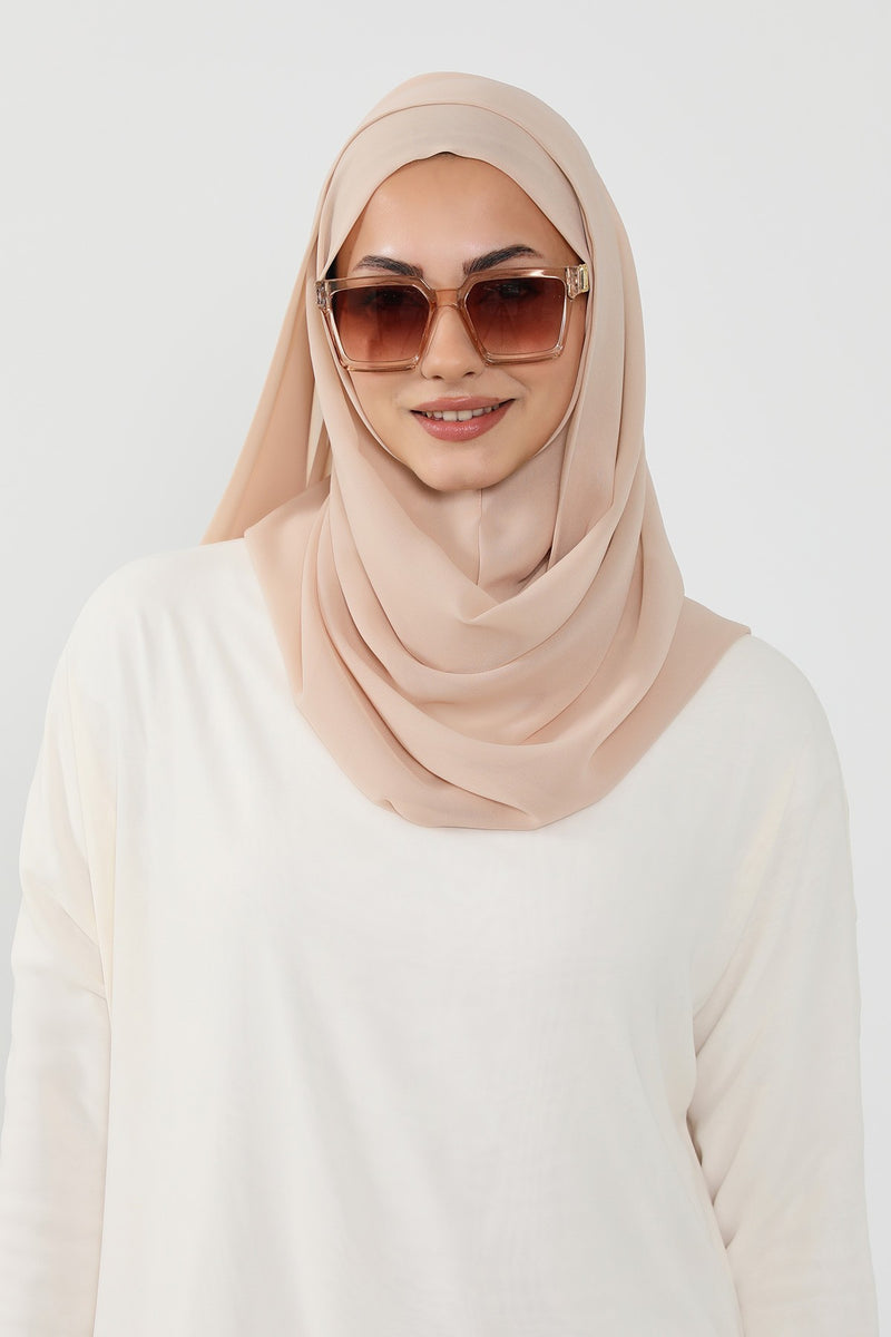 Instant Chiffon Hijab Shawl for Women, Ready to Wear Lightweight Modest Scarf, Practical Slip-On Headscarf,PS-49