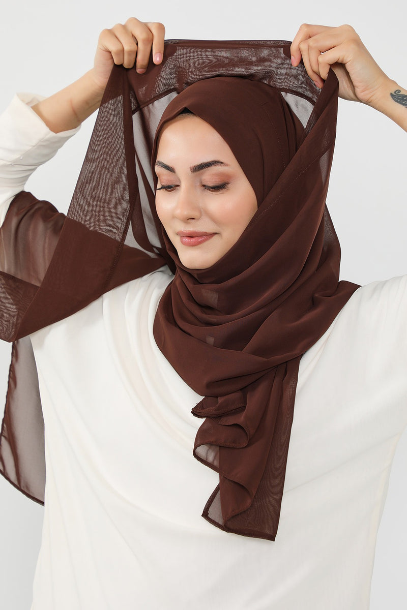 Instant Chiffon Hijab Shawl for Women, Ready to Wear Lightweight Modest Scarf, Practical Slip-On Headscarf,PS-49