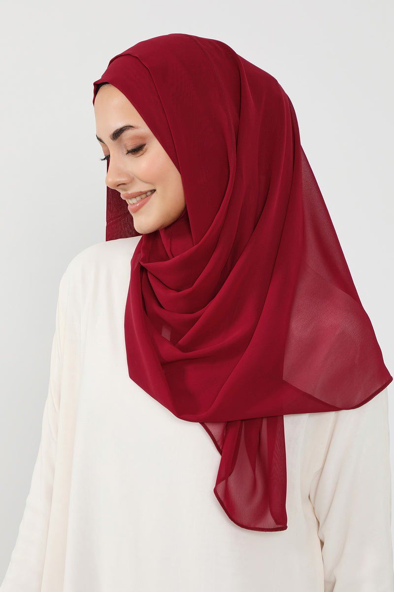 Instant Chiffon Hijab Shawl for Women, Ready to Wear Lightweight Modest Scarf, Practical Slip-On Headscarf,PS-49