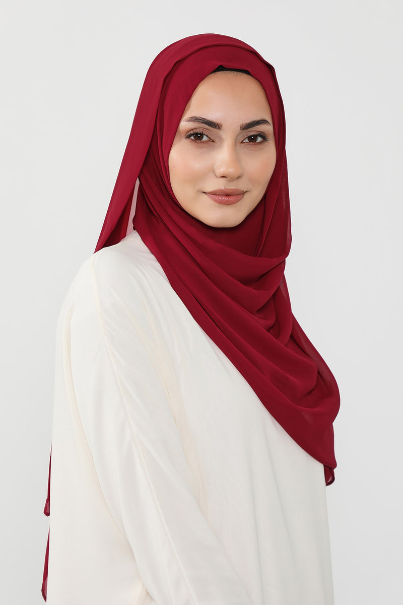 Instant Chiffon Hijab Shawl for Women, Ready to Wear Lightweight Modest Scarf, Practical Slip-On Headscarf,PS-49