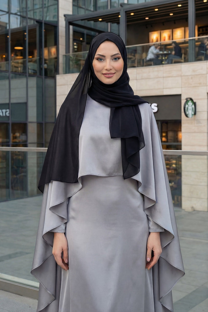 Instant Chiffon Scarf with Sewn Cotton Undercap Bonnet, Practical One Piece Hijab for Women, No Pin Head Covering,PS-51