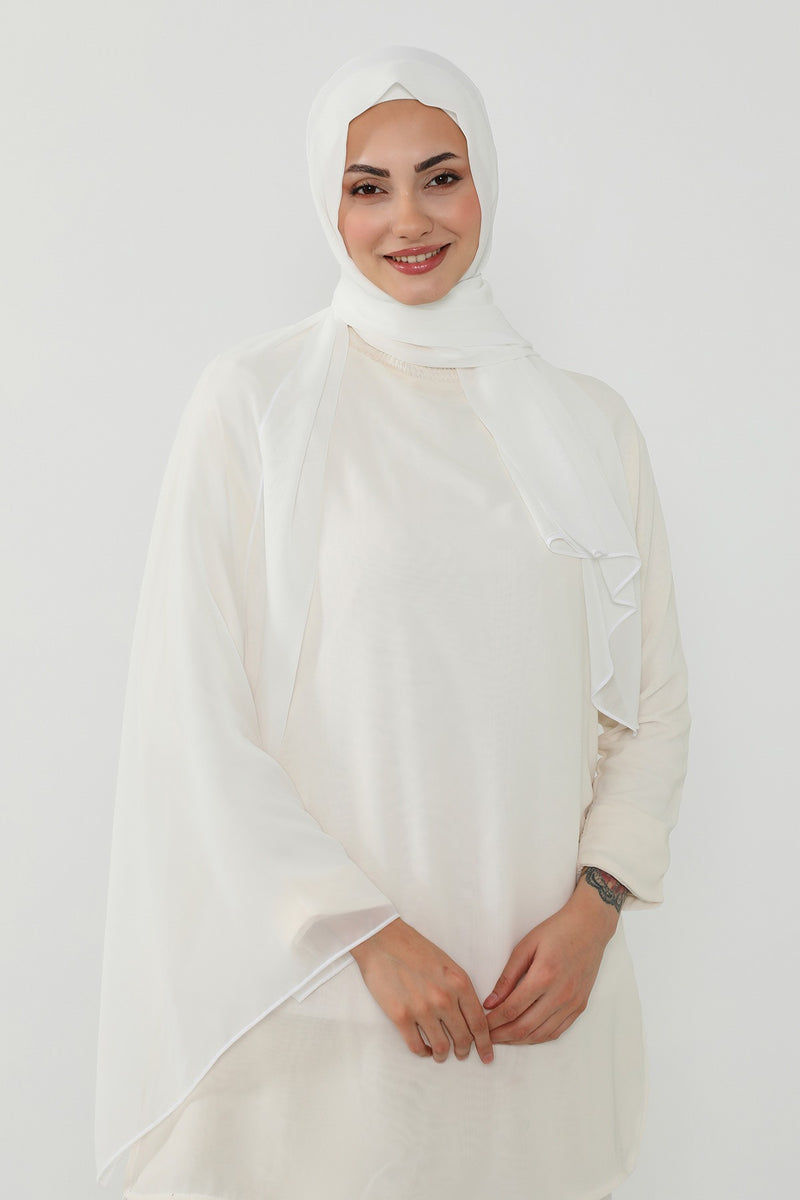 Instant Chiffon Scarf with Sewn Cotton Undercap Bonnet, Practical One Piece Hijab for Women, No Pin Head Covering,PS-51