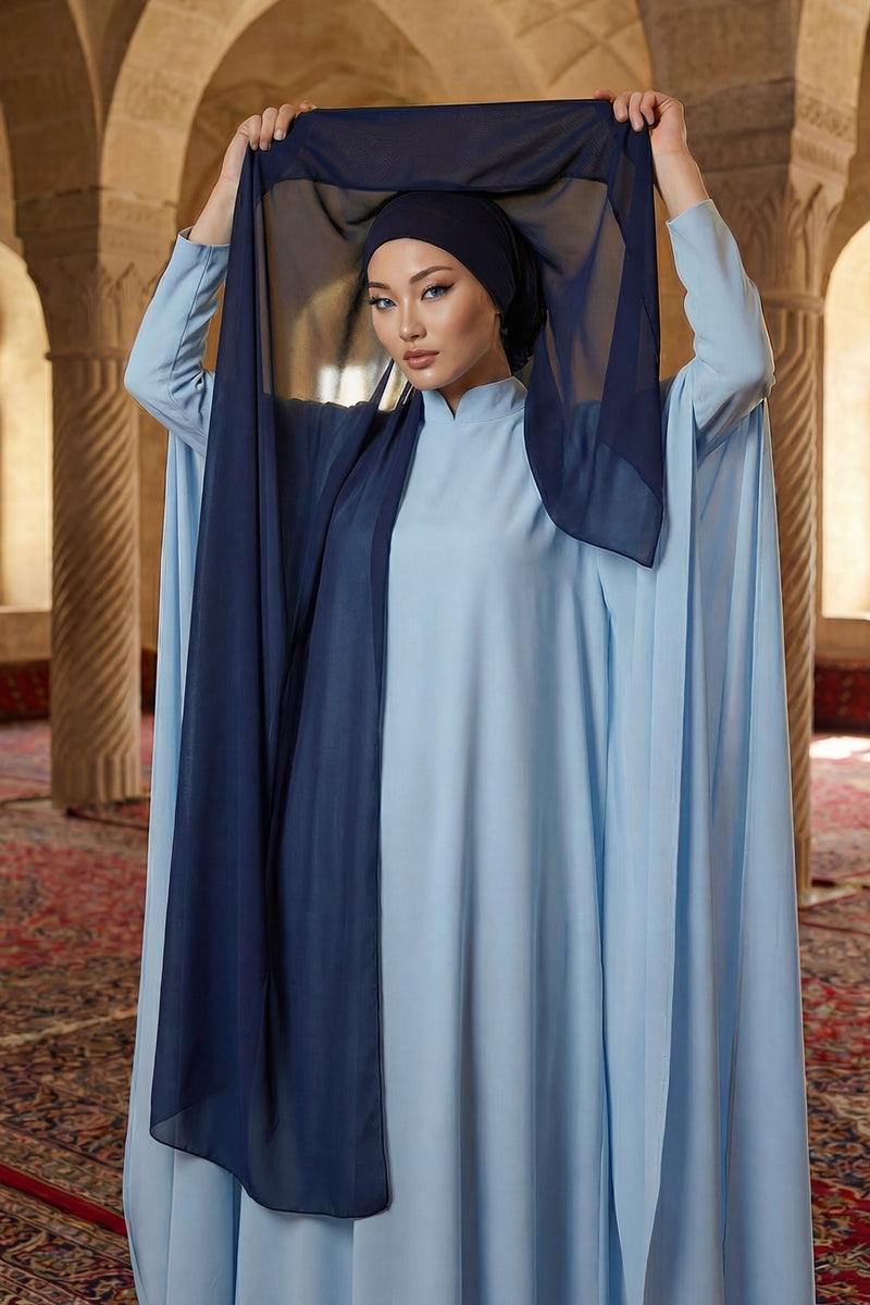 Instant Chiffon Scarf with Sewn Cotton Undercap Bonnet, Practical One Piece Hijab for Women, No Pin Head Covering,PS-51