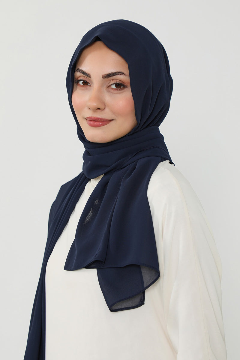 Instant Chiffon Scarf with Sewn Cotton Undercap Bonnet, Practical One Piece Hijab for Women, No Pin Head Covering,PS-51