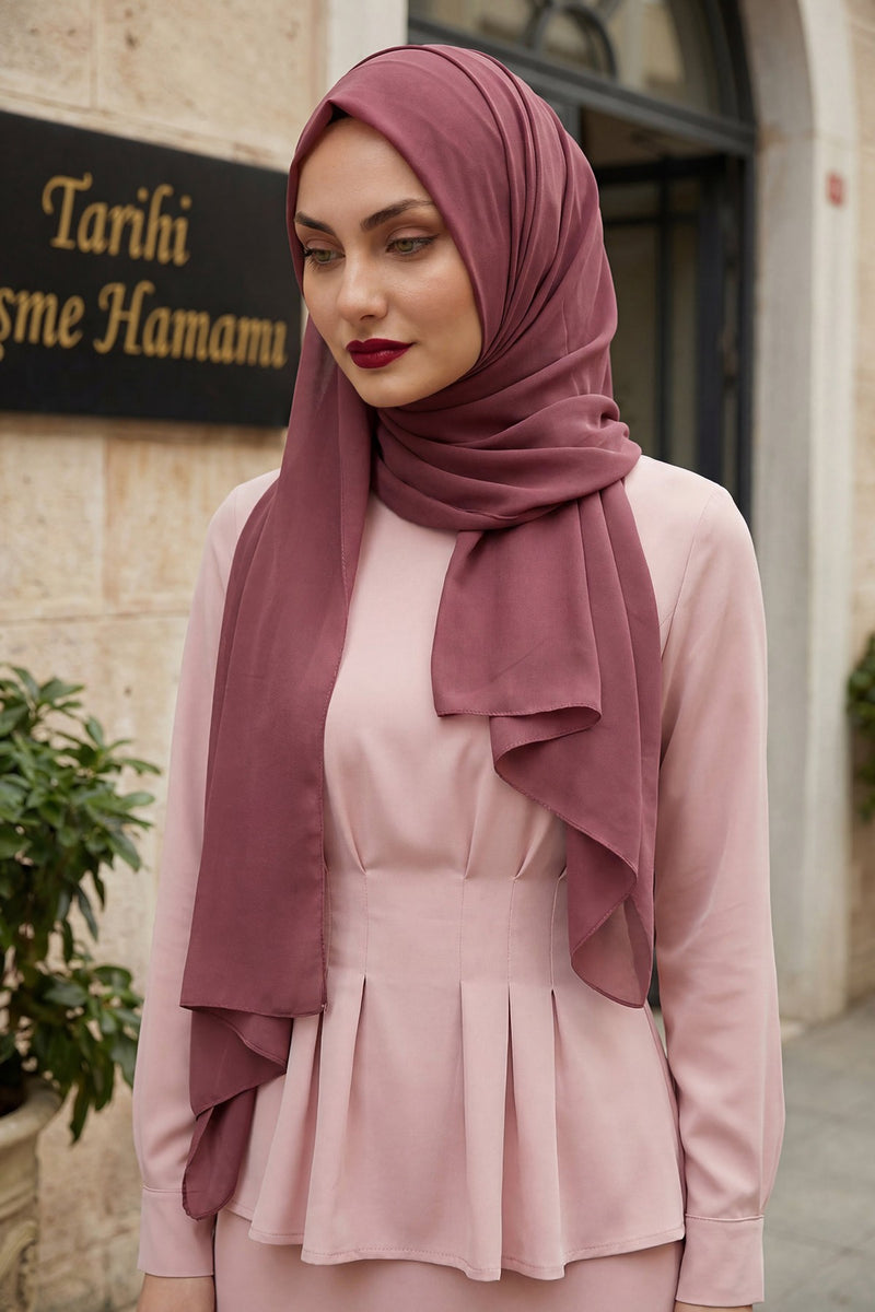 Instant Chiffon Scarf with Sewn Cotton Undercap Bonnet, Practical One Piece Hijab for Women, No Pin Head Covering,PS-51
