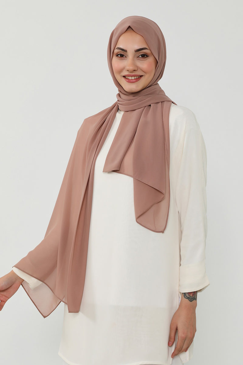 Instant Chiffon Scarf with Sewn Cotton Undercap Bonnet, Practical One Piece Hijab for Women, No Pin Head Covering,PS-51