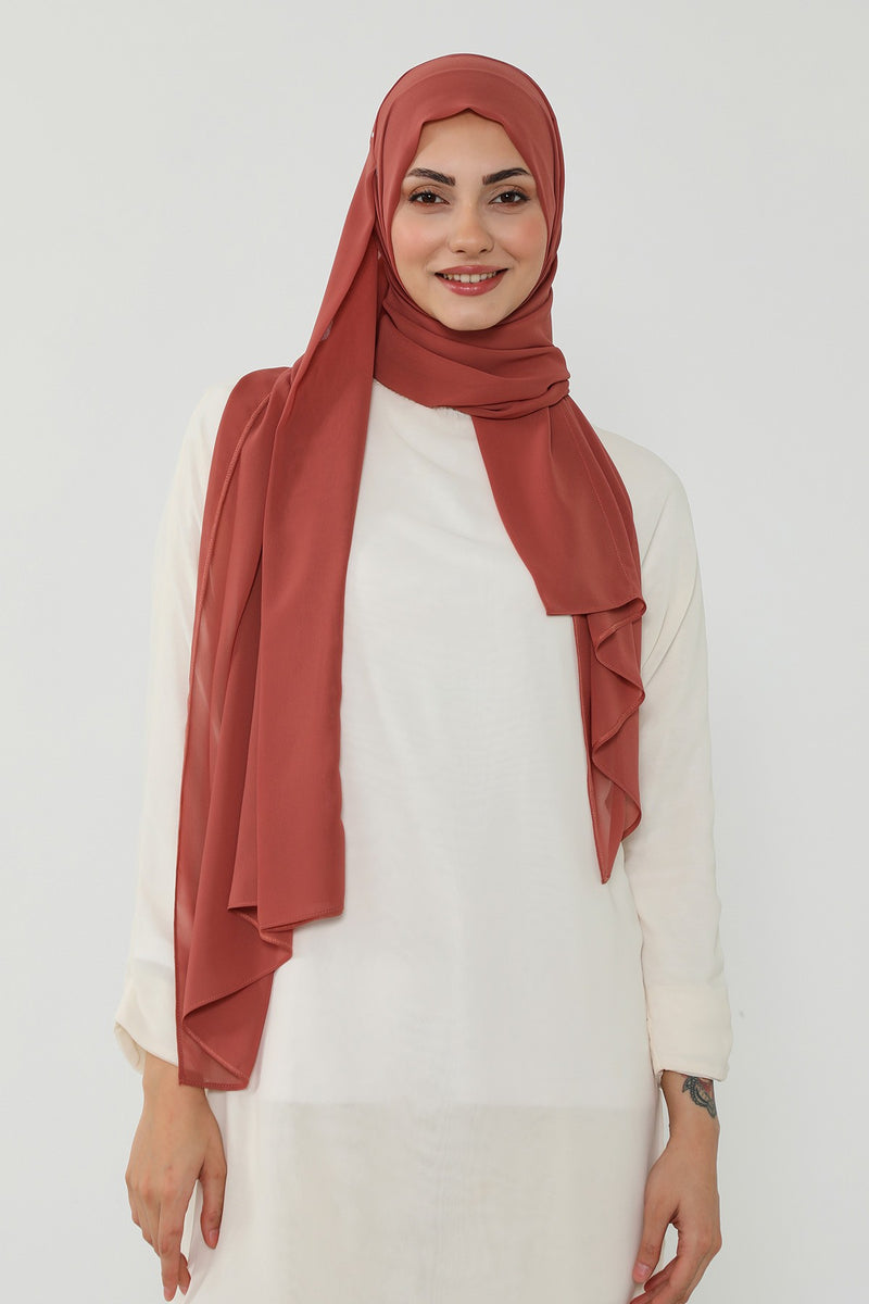 Instant Chiffon Scarf with Sewn Cotton Undercap Bonnet, Practical One Piece Hijab for Women, No Pin Head Covering,PS-51
