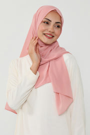 Instant Chiffon Scarf with Sewn Cotton Undercap Bonnet, Practical One Piece Hijab for Women, No Pin Head Covering,PS-51 Powder