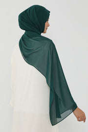 Instant Chiffon Scarf with Sewn Cotton Undercap Bonnet, Practical One Piece Hijab for Women, No Pin Head Covering,PS-51 Dark Green