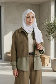 Instant Chiffon Scarf with Sewn Cotton Undercap Bonnet, Practical One Piece Hijab for Women, No Pin Head Covering,PS-51 White