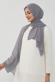 Instant Chiffon Scarf with Sewn Cotton Undercap Bonnet, Practical One Piece Hijab for Women, No Pin Head Covering,PS-51 Grey