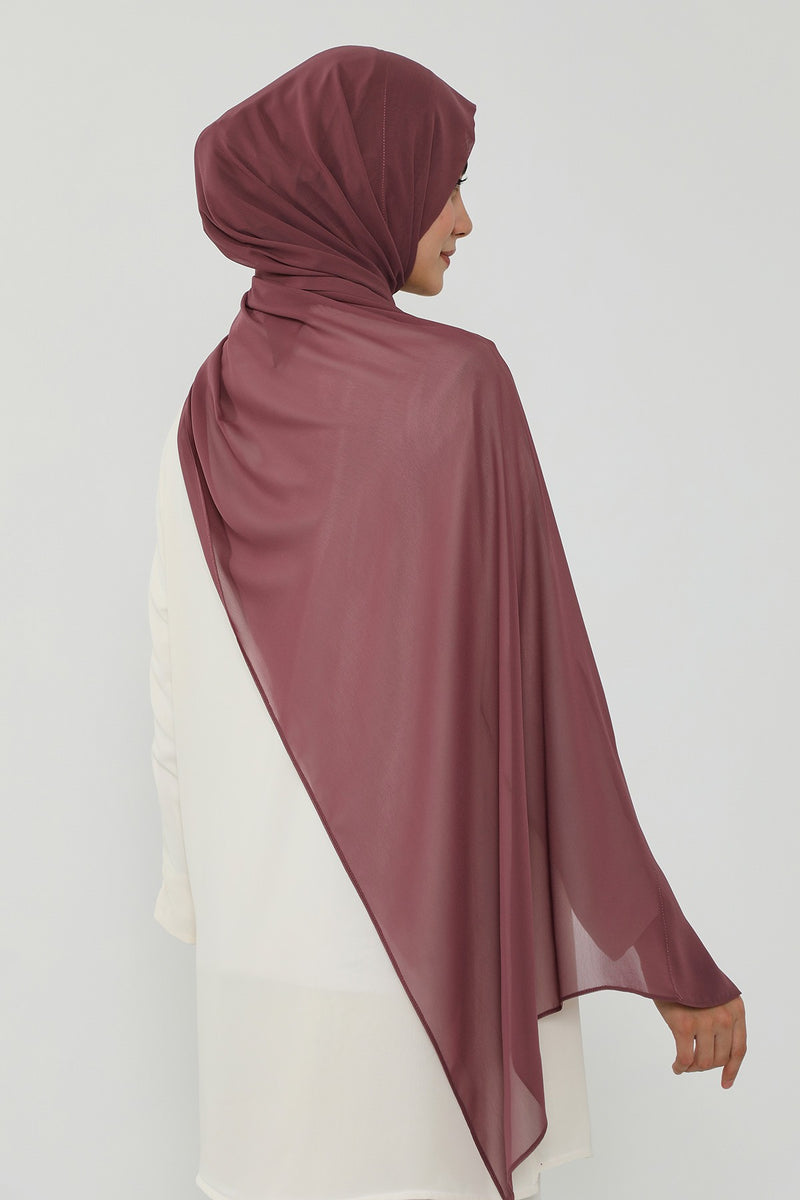 Instant Chiffon Scarf with Sewn Cotton Undercap Bonnet, Practical One Piece Hijab for Women, No Pin Head Covering,PS-51 Dusty Rose