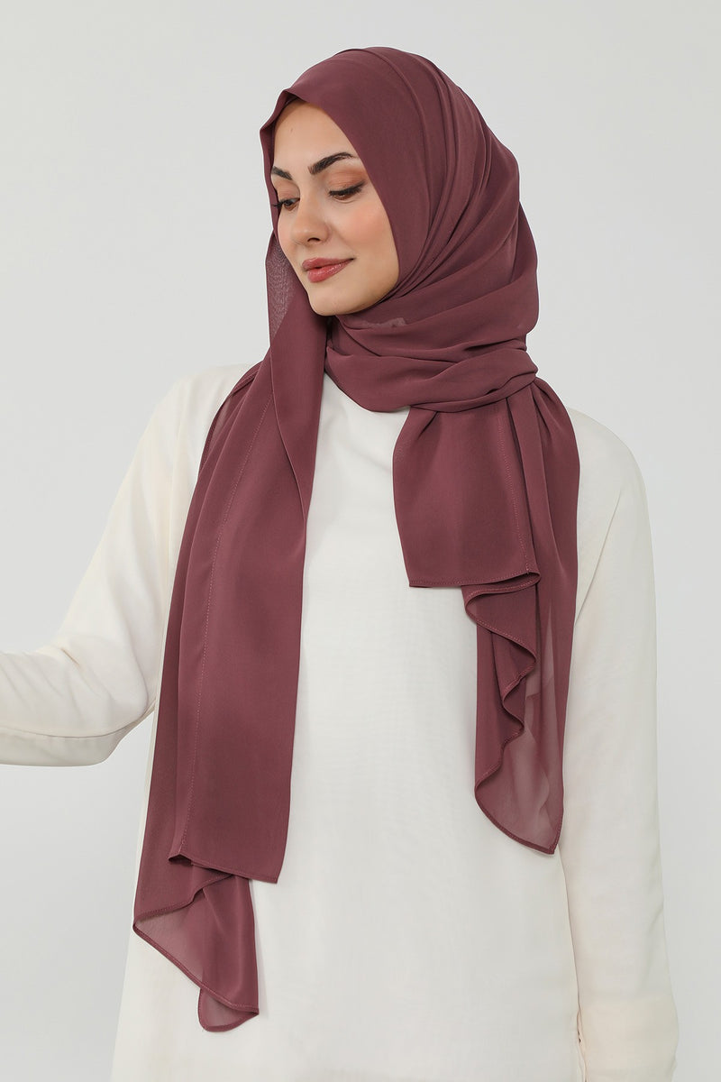 Instant Chiffon Scarf with Sewn Cotton Undercap Bonnet, Practical One Piece Hijab for Women, No Pin Head Covering,PS-51 Dusty Rose