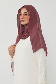 Instant Chiffon Scarf with Sewn Cotton Undercap Bonnet, Practical One Piece Hijab for Women, No Pin Head Covering,PS-51 Dusty Rose