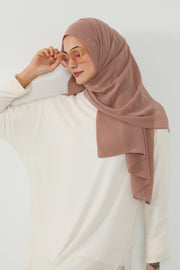 Instant Chiffon Scarf with Sewn Cotton Undercap Bonnet, Practical One Piece Hijab for Women, No Pin Head Covering,PS-51 Dark Mink