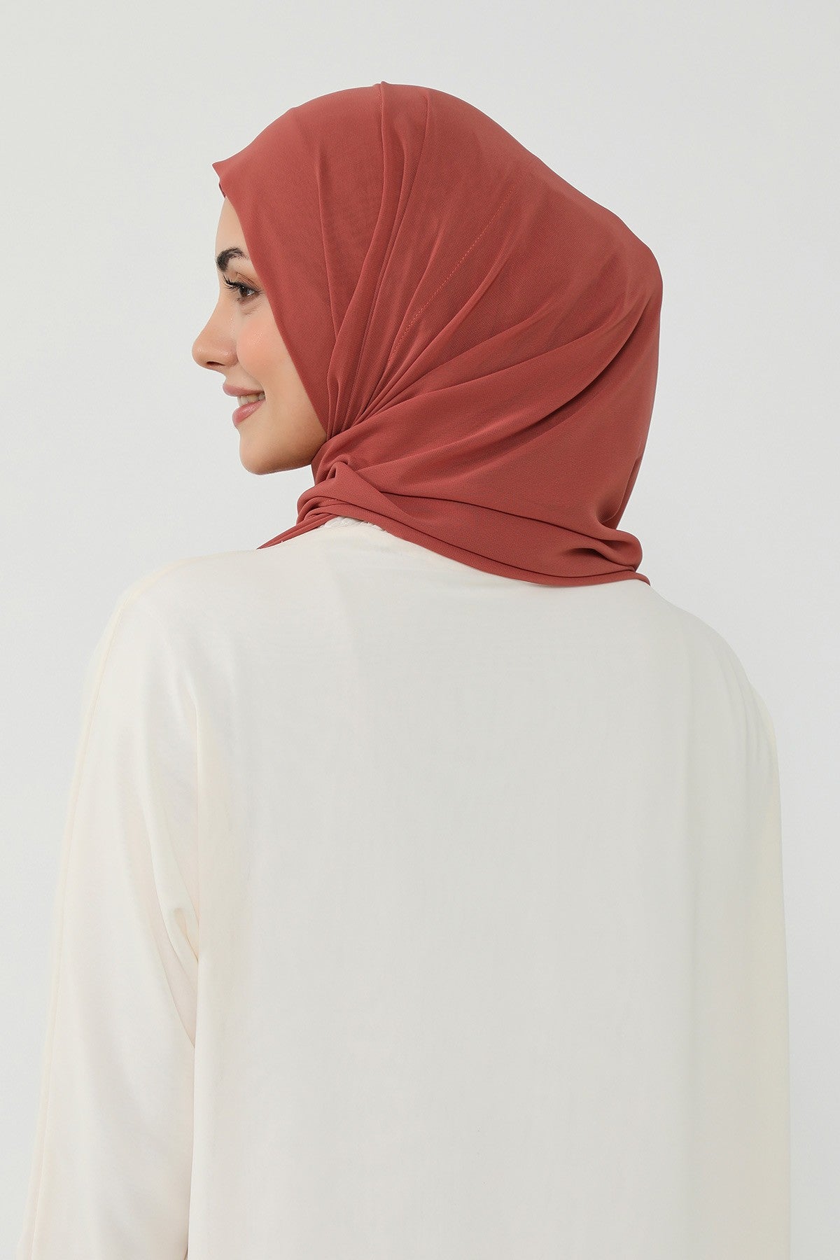 Instant Chiffon Scarf with Sewn Cotton Undercap Bonnet, Practical One Piece Hijab for Women, No Pin Head Covering,PS-51 Cinnamon