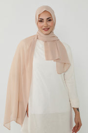Instant Chiffon Scarf with Sewn Cotton Undercap Bonnet, Practical One Piece Hijab for Women, No Pin Head Covering,PS-51 Light Mink