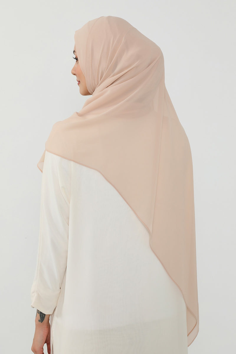 Instant Chiffon Scarf with Sewn Cotton Undercap Bonnet, Practical One Piece Hijab for Women, No Pin Head Covering,PS-51 Light Mink