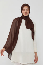 Instant Chiffon Scarf with Sewn Cotton Undercap Bonnet, Practical One Piece Hijab for Women, No Pin Head Covering,PS-51 Brown
