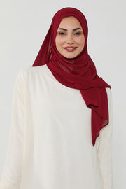 Instant Chiffon Scarf with Sewn Cotton Undercap Bonnet, Practical One Piece Hijab for Women, No Pin Head Covering,PS-51 Maroon