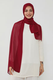 Instant Chiffon Scarf with Sewn Cotton Undercap Bonnet, Practical One Piece Hijab for Women, No Pin Head Covering,PS-51 Maroon