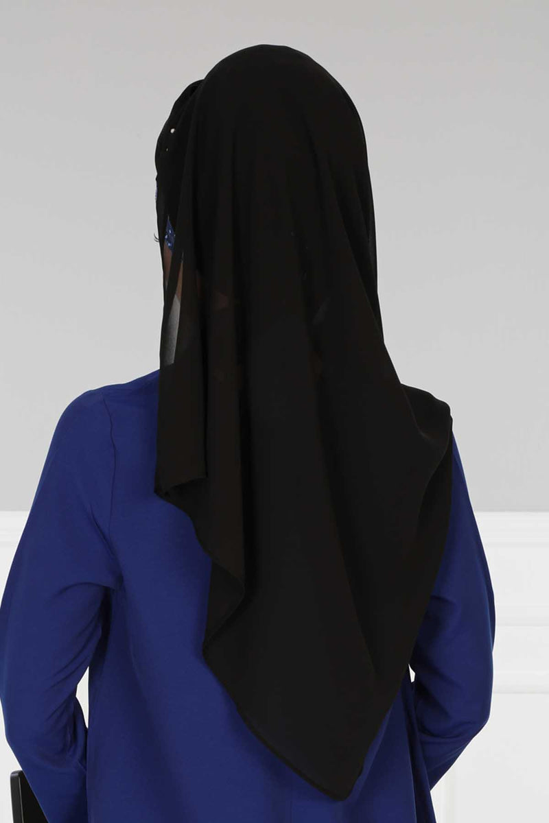 Instant Chiffon Shawl Elegant Ready to Wear Turban Head Wrap Scarf with Sequin Front Band,PBS-1P