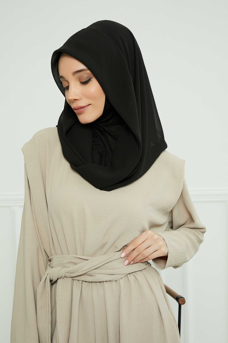 Instant Chiffon Shawl for Women With Cotton Bonnet Chiffon Turban Cap Head Wrap Instant Turban Scarf,PS-45