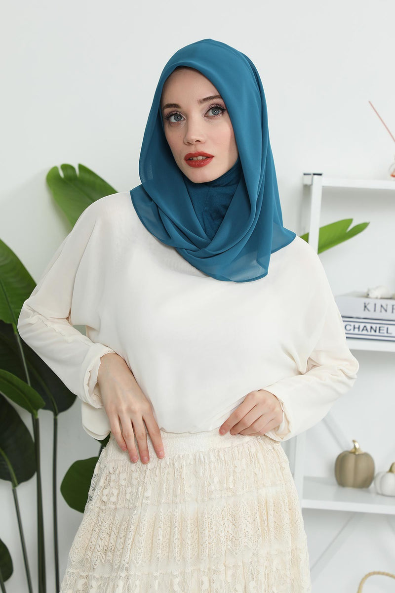 Instant Chiffon Shawl for Women With Cotton Bonnet Chiffon Turban Cap Head Wrap Instant Turban Scarf,PS-45