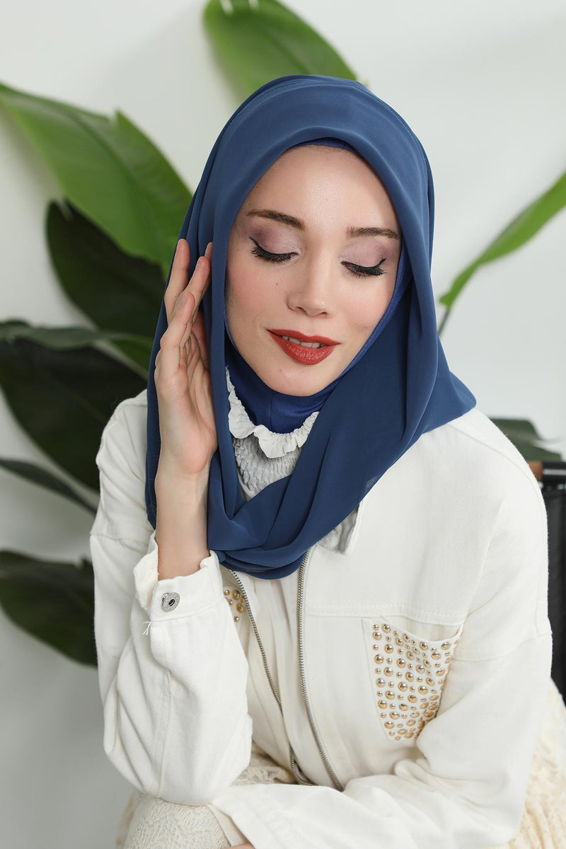Instant Chiffon Shawl for Women With Cotton Bonnet Chiffon Turban Cap Head Wrap Instant Turban Scarf,PS-45