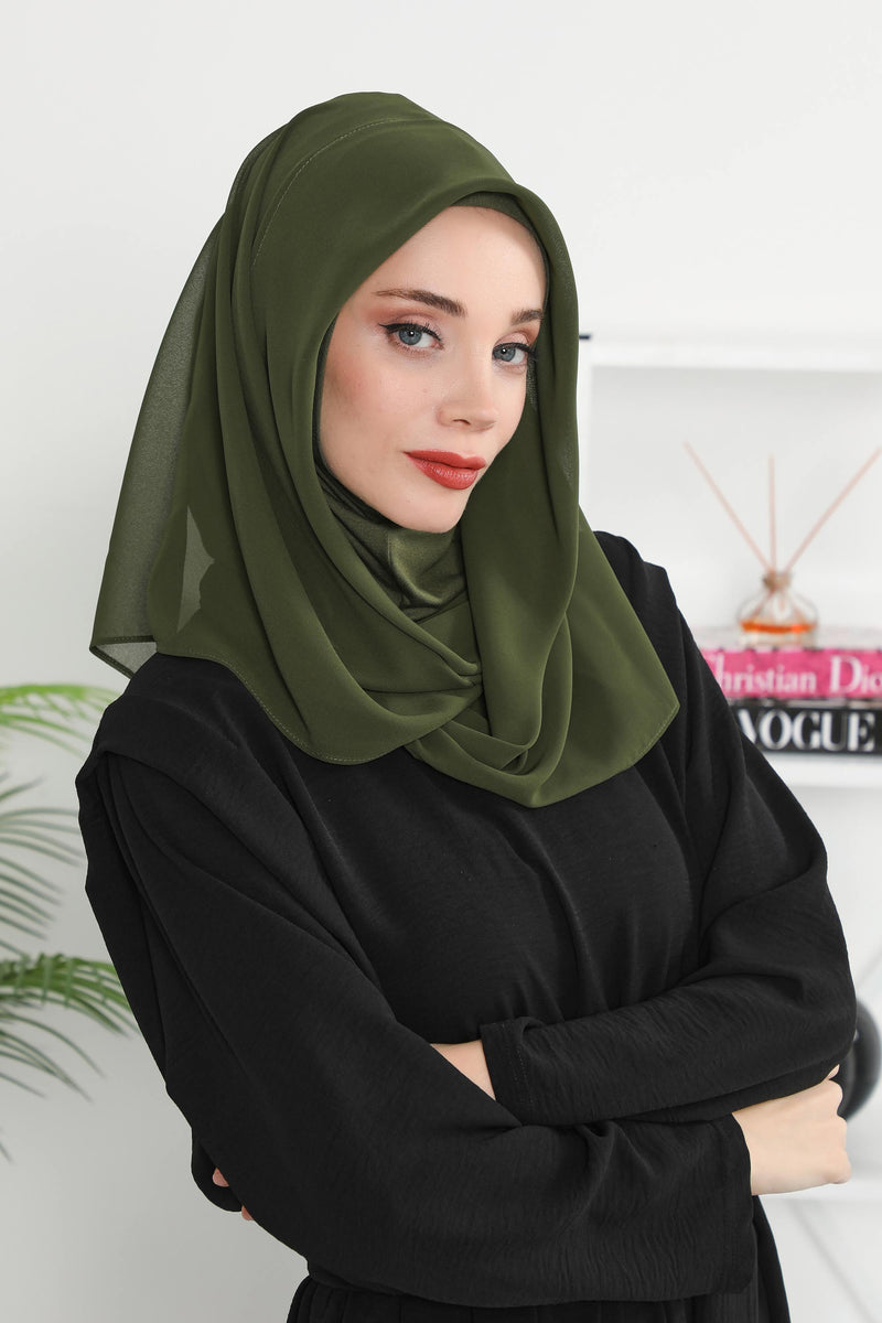 شال شيفون فوري للنساء مع غطاء رأس من الشيفون بغطاء رأس من القطن ووشاح عمامة فوري، PS-45