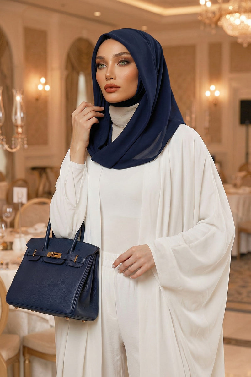 شال شيفون فوري للنساء مع غطاء رأس من الشيفون بغطاء رأس من القطن ووشاح عمامة فوري، PS-45