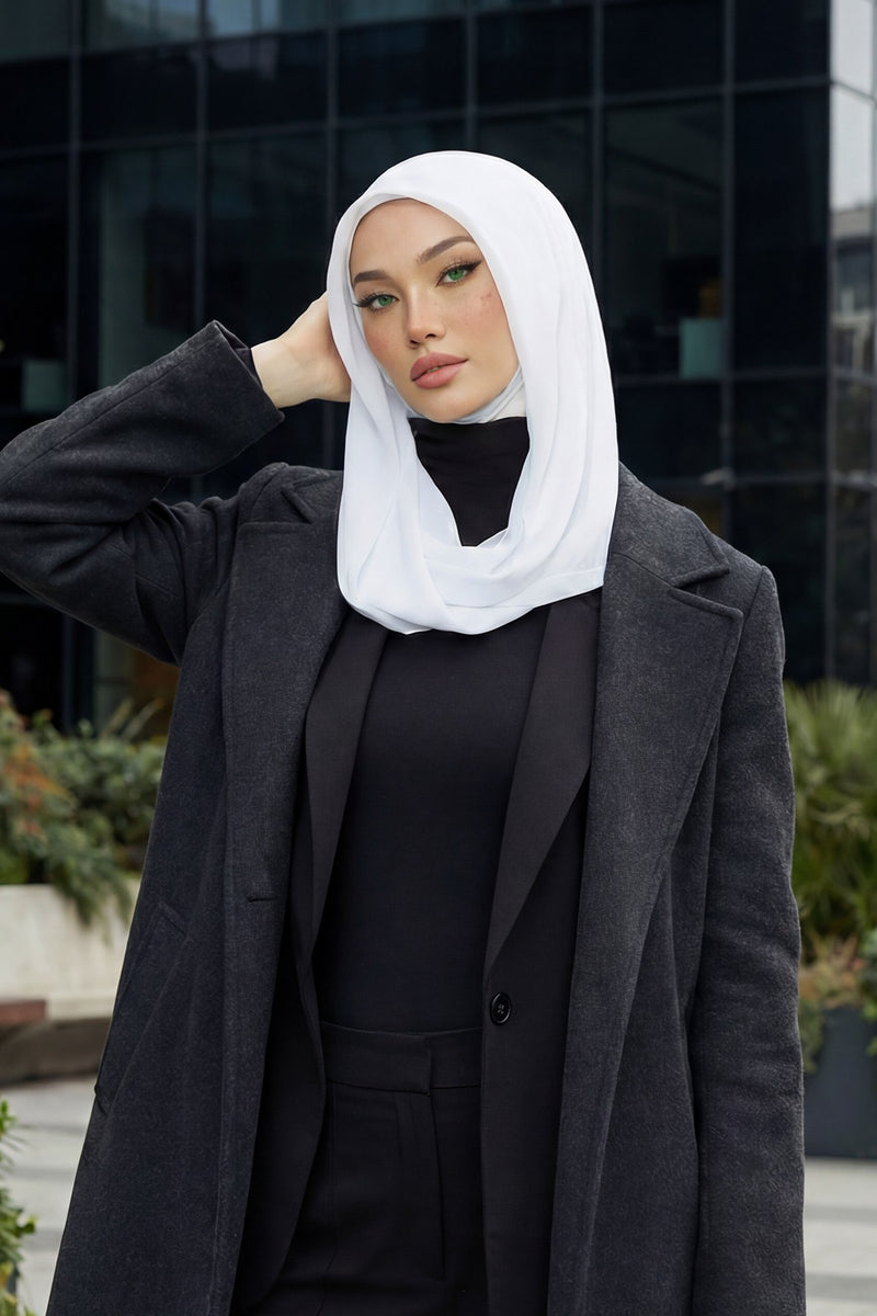 شال شيفون فوري للنساء مع غطاء رأس من الشيفون بغطاء رأس من القطن ووشاح عمامة فوري، PS-45