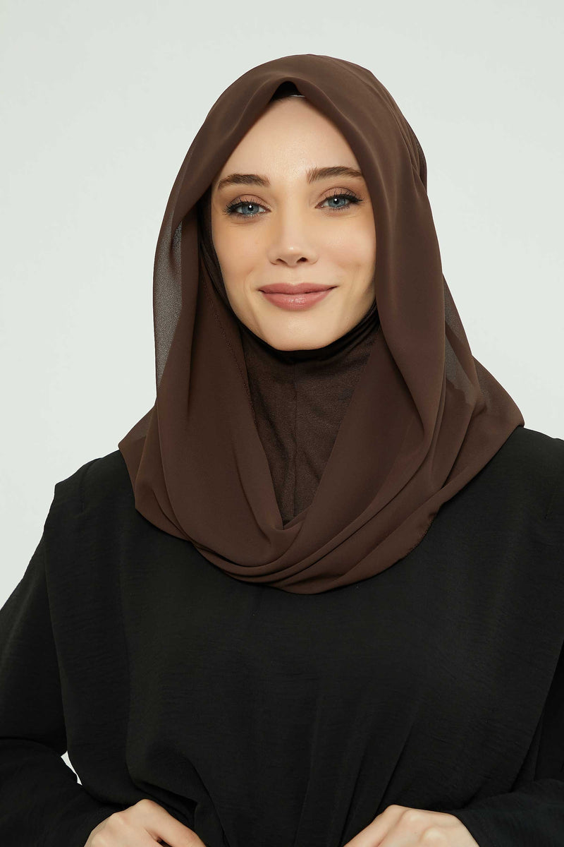 شال شيفون فوري للنساء مع غطاء رأس من الشيفون بغطاء رأس من القطن ووشاح عمامة فوري، PS-45