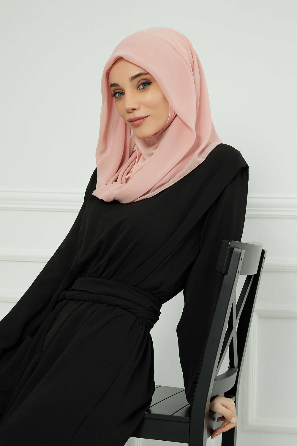 Instant Chiffon Shawl for Women With Cotton Bonnet Chiffon Turban Cap Head Wrap Instant Turban Scarf,PS-45 Powder