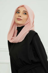 Instant Chiffon Shawl for Women With Cotton Bonnet Chiffon Turban Cap Head Wrap Instant Turban Scarf,PS-45 Powder