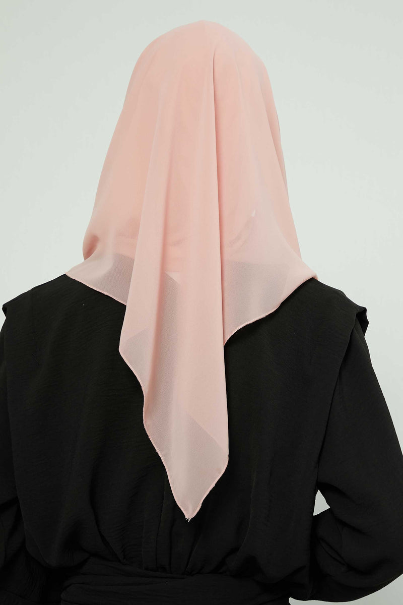 Instant Chiffon Shawl for Women With Cotton Bonnet Chiffon Turban Cap Head Wrap Instant Turban Scarf,PS-45 Powder