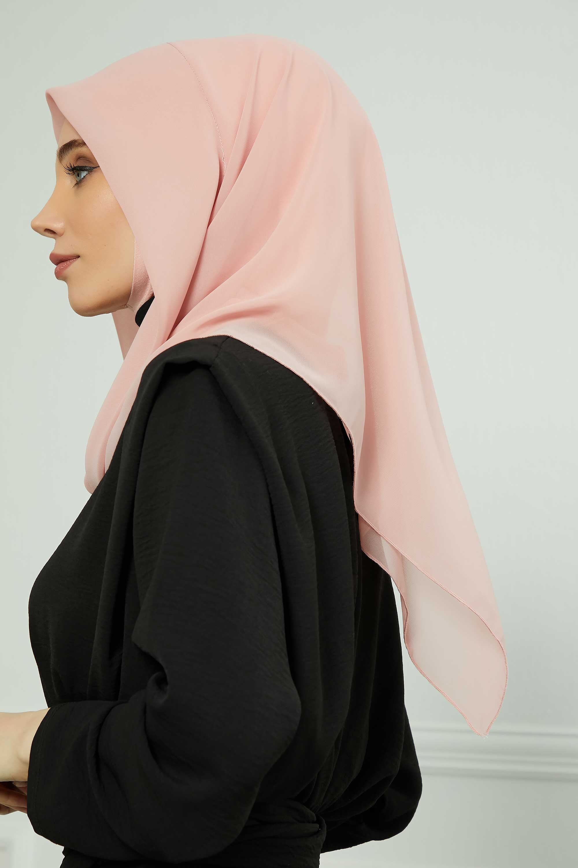 Instant Chiffon Shawl for Women With Cotton Bonnet Chiffon Turban Cap Head Wrap Instant Turban Scarf,PS-45 Powder