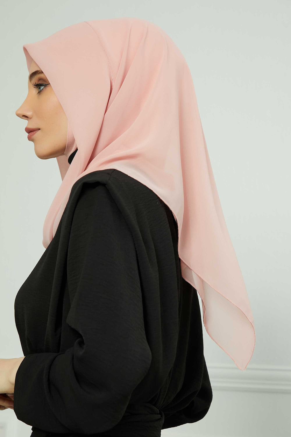 Instant Chiffon Shawl for Women With Cotton Bonnet Chiffon Turban Cap Head Wrap Instant Turban Scarf,PS-45 Powder