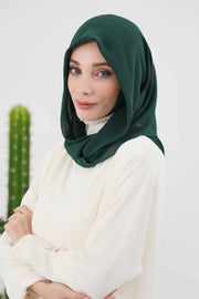 Instant Chiffon Shawl for Women With Cotton Bonnet Chiffon Turban Cap Head Wrap Instant Turban Scarf,PS-45 Dark Green