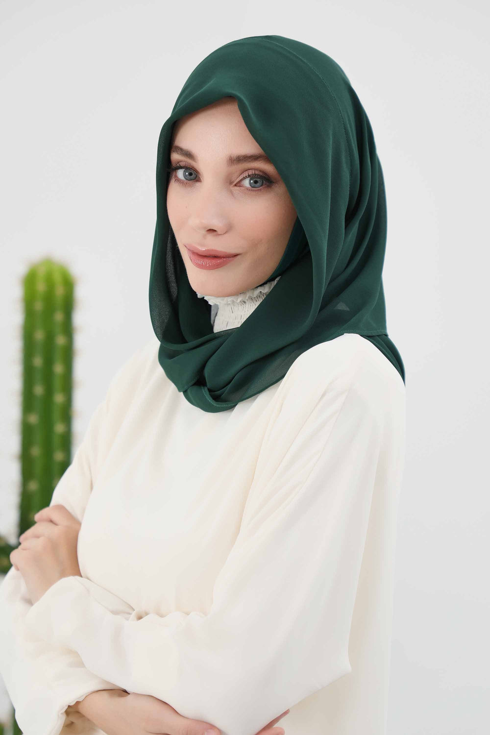 Instant Chiffon Shawl for Women With Cotton Bonnet Chiffon Turban Cap Head Wrap Instant Turban Scarf,PS-45 Dark Green