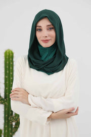 Instant Chiffon Shawl for Women With Cotton Bonnet Chiffon Turban Cap Head Wrap Instant Turban Scarf,PS-45 Dark Green