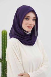 Instant Chiffon Shawl for Women With Cotton Bonnet Chiffon Turban Cap Head Wrap Instant Turban Scarf,PS-45 Purple