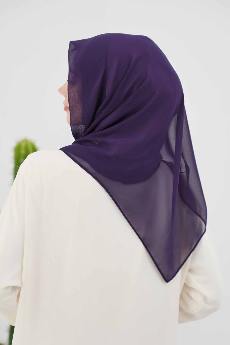 Instant Chiffon Shawl for Women With Cotton Bonnet Chiffon Turban Cap Head Wrap Instant Turban Scarf,PS-45 Purple
