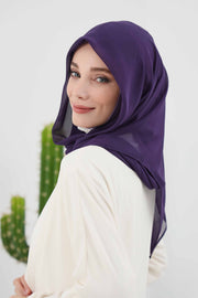 Instant Chiffon Shawl for Women With Cotton Bonnet Chiffon Turban Cap Head Wrap Instant Turban Scarf,PS-45 Purple