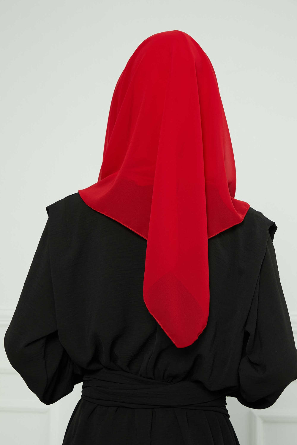 Instant Chiffon Shawl for Women With Cotton Bonnet Chiffon Turban Cap Head Wrap Instant Turban Scarf,PS-45 Red