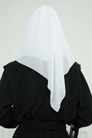 Instant Chiffon Shawl for Women With Cotton Bonnet Chiffon Turban Cap Head Wrap Instant Turban Scarf,PS-45 White