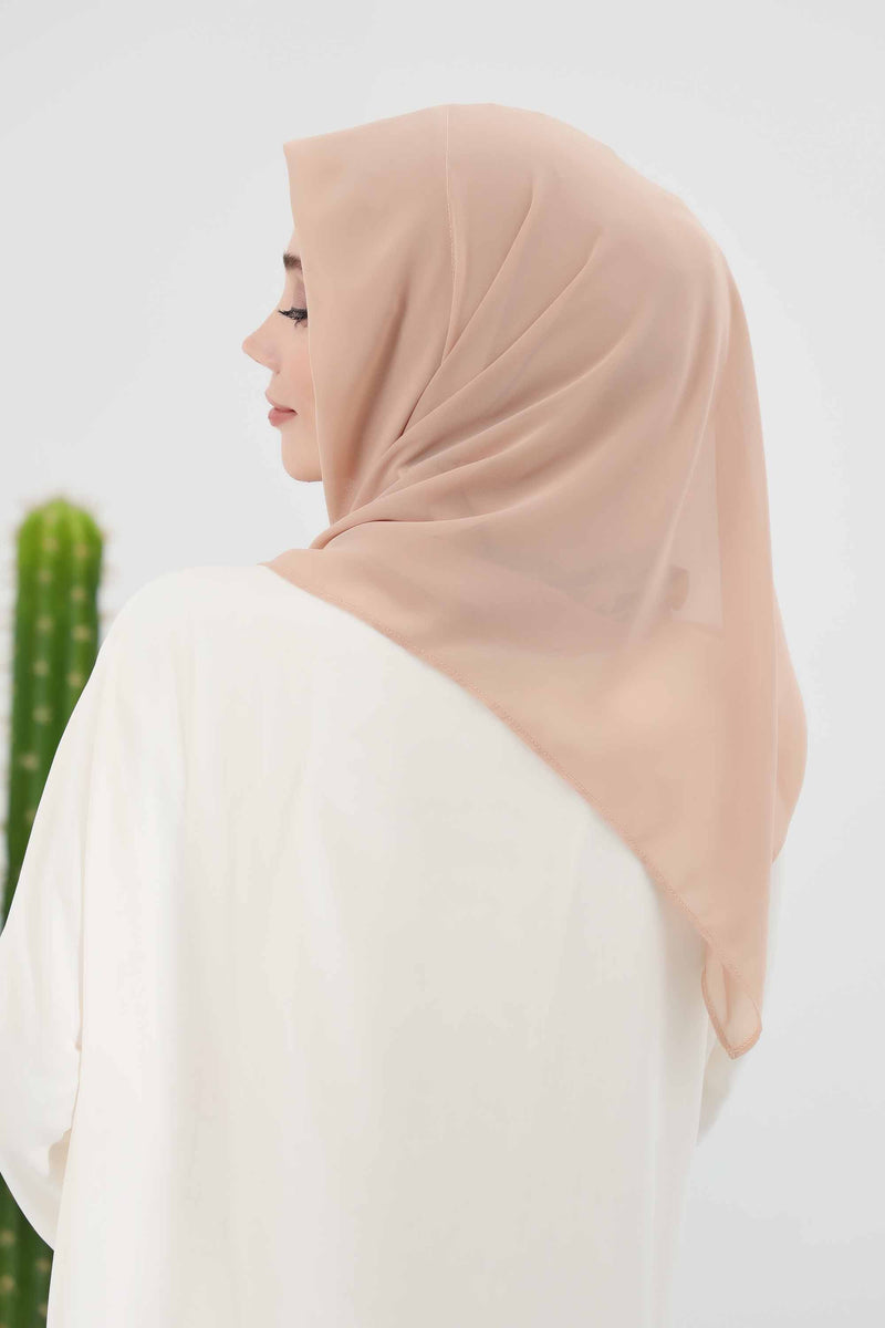 Instant Chiffon Shawl for Women With Cotton Bonnet Chiffon Turban Cap Head Wrap Instant Turban Scarf,PS-45 Sand Brown