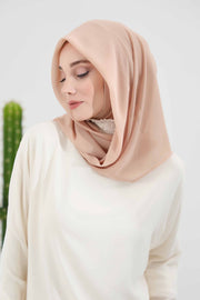 Instant Chiffon Shawl for Women With Cotton Bonnet Chiffon Turban Cap Head Wrap Instant Turban Scarf,PS-45 Sand Brown