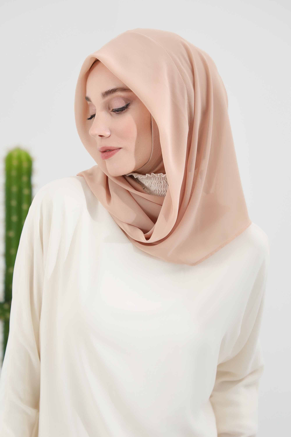 Instant Chiffon Shawl for Women With Cotton Bonnet Chiffon Turban Cap Head Wrap Instant Turban Scarf,PS-45 Sand Brown